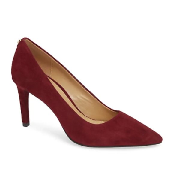 NEW Michael Kors Women Dorothy Flex Oxblood Suede Pointy Stiletto Dress Pump - Picture 1 of 6